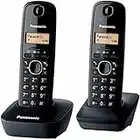 Panasonic KX-TG1612FRH, téléphone DECT sans fil Duo sans répondeur, couleur noire [Version française]