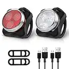 Ascher Rechargeable LED Bike Lights Set - Headlight Taillight Combinations LED Bicycle Light Set (650mah Lithium Battery, 4 Light Mode Options, 2 USB cables)