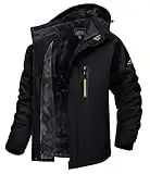 MAGCOMSEN Outdoor Jackets Men Windproof Fleece Jacket of Mens Winter Hiking Skiing Snowboarding Jackets with Multi-Pockets Windbreaker Coats Black