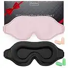 Sleep Mask for Men & Women, 2 Pack 3D Contoured Eye Mask for Sleeping with Adjustable Strap, BeeVines Molded Night Eye Sleep Mask Blindfold, Soft Breathable Eye Shade Cover for Travel Yoga Nap