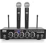 Pyle Portable UHF Wireless Microphone System - Battery Operated Dual Bluetooth Cordless Microphone Set, Includes 2 Handheld Transmitter Mic, Mixer Receiver, RCA, for PA Karaoke DJ Party PDKWM806B