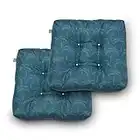 Duck Covers Water-Resistant 19 x 19 x 5 Inch Indoor Outdoor Seat Cushions, Blue Oasis Palm, 2-Pack