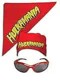 Hulk Hogan Hulkamania Bandana Sunglasses Costume -Red-Red