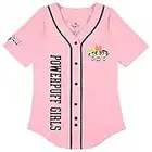 Powerpuff Girls Damen Baseballtrikot – Powerpuff Mesh Button Down Baseball Trikot – Blüte Bubble und Buttercup Shirt, Pink, X-Groß