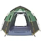 Hewolf Waterproof Instant Camping Tent - 2/3/4 Person Easy Quick Setup Dome Family Tents for Camping,Double Layer Flysheet Can be Used as Pop up Sun Shade (Green Ten Instant)