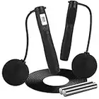 LXMTOU Cordless Skipping Rope with Counter Weighted for Adult Fitness Kids Women Digital Speed Jump Rope for Exercise Boxing Adjustable Length (Black)