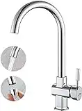 Auralum Grifo Cocina Caño Alto con Aireador desmontable, 360° Grifo Monomando Agua Frío y Calor Disponibles, Cromo Grifo Mezclador de Fregadero