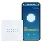 CNBINGO Interruptor de atenuación inteligente para LED, funciona con Alexa, Google Home, dispositivo IFTTT, aplicación Smart Life, interruptor de luz táctil WiFi con panel de vidrio, 1 banda, blanco