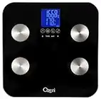 Ozeri Touch ZB13, Báscula corporal, capacidad 200 kilograms, mide peso, grasa, músculo, hueso e hidratación, negro