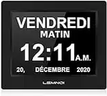 LEMNOI 8" Pouce LCD Horloge Numérique Calendrier N10 avec Date Jour Et Heure Horloge Non-Abrégée Auto Dimming 8 Langues HD Display Rappel pour Alzheimer Les Personnes âgées et Les Enfants