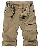 KEFITEVD Men's Quick Dry Climbing Shorts Cargo Pants Breathable Wear Resistant Hiking Capris Khaki,40