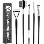 KINGMAS Eyebrow Brush, Fine Eyeliner Brush, Eyelash Separator Brow Comb Lash Spoolie Brush, Steel Mascara Comb Grooming Makeup Tool, 5-Pcs Set