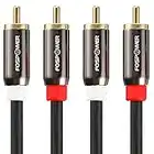 FosPower Câble RCA vers RCA Audio Stéréo (2 Prises RCA mâle vers 2 Prises RCA mâle) idéal Home Cinema 5.1 - Fiches plaqué Or 24K pour cinéma Maison, HDTV, systèmes Hi-FI, Lecteur Blu-Ray, … – 3m