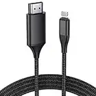 JUCONU Câble HDMI pour iPhone 4m, connecteur adaptateur de câble HDMI HDTV 1080p amélioré, convertisseur compatible avec l'écran de synchronisation vidéo AV numérique pour appareils iPhone/i-Pad