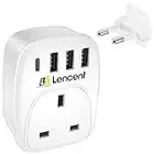 Lencent UK to EU Euro Europe Plug Adapter,European Travel Adapter with 3 USB Ports&1 USB C Port for Italy Switzerland Germany Spain France Portugal Greece Russia Netherlands&more (Type C)