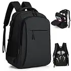 Laptop Backpack 15.6 Inch Travel Backpack for Women Men Waterproof Computer Backpack with USB Charging Port Large Carry On Backpack for Work School, Black