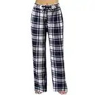 Pantalon de pyjama pour femme à carreaux imprimé plaid en coton pantalon de détente décontracté pantalon de pyjama baggy vêtements de nuit pantalon avec poches, 01 - Blanc, S