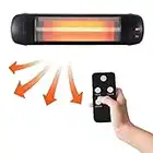 BTGGG Infrared Heater 650/1350/2000W Halogen Heating Wall Mounted Patio Heater Outdoor Heater Electric Remote Control Space Heater for Indoor Garden Home Office