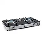 Klarstein Encimera Cocina de Gas Portatil 3 Quemadores, Placa de Gas 8.4KW para Cocina, Cocinas de Gas con Quemador Wok de Acero Inoxidable, Encimera Gas 3 Fuegos con Quemadores de Gas Camping