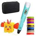 Dikale 3D Pen Case Set, 3D Druck Stift mit 3M 12 Farben 1,75mm PLA Filament, einfach zu bedienen, für Kinder Home Art Activity Fun, 02A Blau, 250 Schablonen eBook