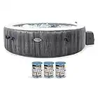 Intex PureSpa Greywood Deluxe 85" x 25" Outdoor Portable Inflatable 6 Person Round Hot Tub Bubble Jet Spa with 6 Type S1 Pool Filter Cartridges