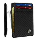 POWR Mens Wallet, Slim Genuine Leather RFID Blocking Minimalist Credit Card Holder (Carbon Fibre), Holds up to 7 Cards and Bank Notes, Ideal for Travel