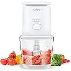 Wireless Portable Electric Food Processor - Small Chopper with Electronic Scale 600ml Glass Bowl with Removable Stainless Steel Blades for Vegetables | Fruits | Nuts | Meats and Puree Blending