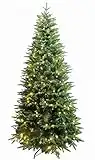 Luxury Real Feel Forest Fir Slim Christmas Tree Pre-lit with Dual Color LEDs (Pre-lit 7ft)