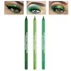 CAHIUYOA 3PCS Green Eyeliner Pencil,Metallic Eyeliner Pen, Pearl Eyeliner Kit Shimmer Eye Shadow Pencil Glitter Eye Liners for Women Set-B