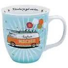 H:)PPY life 46419 Tasse mit Motiv Bus, Geschenk Camping, Porzellan, 40 cl, Blau, Orange