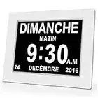 OLDTIME® 8" LCD Horloge Numérique Calendrier avec Date, Jour Et Heure | Alzheimer | C'est pour Les Parents, Grands-Parents Et Enfants-White