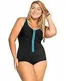 DELIMIRA Women's One Piece Bathing Suit Plus Size Swimsuit Tummy Control Front Zipper Swimwear Multicoloured #3 22 Plus