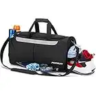 POPRUN Borsone Palestra Uomo Borsa Sportiva da Palestra con Scomparto per Scarpe e Tasca bagnata, Duffel Bag Borsone da Viaggio per Week-End per Yoga/Nuoto Uomo e Donne, 40L,Nero