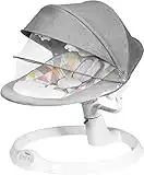 GYMAX Baby Electric Rocker, Toddler Automatic Bouncer with Five Swing Ranges, Remote Control, Timing Function and Bluetooth USB Music Play, Newborn Rocking Chair (Grey)