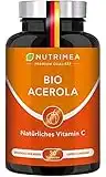 ACEROLA BIO Lutschtabletten | Natürliches Vitamin C Hochdosiert 1000mg | Reines Pulver Frucht-Extrakt aus Acerolakirsche | Tablette 100% VEGAN Cherry Kirsche Geschmack - Immunsystem Energie Kinder