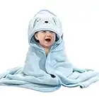 Hooded Baby Towel, Pool Baby Bath Towel with Hood, Baby Bath Towels Wrap, Blanket for Baby, Baby Beach Towel, Hooded Bath Towels for Boy and Girl, Newborn,31.5"×31.5" (Blue)