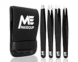 ME MAXEQUIP 4Pcs Tweezers for Facial Women and Men Professional Stainless Steel Eyebrow Tweezers Precision for Ingrown Hair Tweezers on Nose Ear