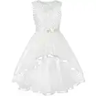 Sunny Fashion Mädchen Kleid Blume Nicht-gerade Weiss Belted Hochzeit Party Brautjungfer Gr. 146, Size 12