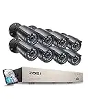 ZOSI 8CH 1080P Security Camera System Outdoor with 1TB Hard Drive,H.265+ 8 Channel 5MP Lite Video DVR Recorder with 8X 1080P HD 1920TVL Weatherproof CCTV Cameras,Person Vehicle Detection,Night Vision