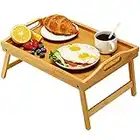 Bamboo Bed Tray Table for Eating Foldable Breakfast Tray for Bed, Trays for Eating Dinner Serving Tray with Folding Legs for Bedroom, Hospital, Home by FURNINXS