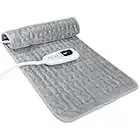 MOEMOE BABY Coussin Chauffant Électrique Coussin Chauffant avec Arrêt Automatique,Option Sèche et Humide,6 Niveaux de Chauffage,Lavage en Machine,Gris pour le Dos le Cou, L'épaule,30 x 60 cm Flanelle