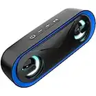 LENRUE A22 Pro Bluetooth Speaker with Lights, IPX5 Waterproof Portable Speaker, 24H Playtime, Loud Stereo Sound, Built-in Mic, Support Micro SD Card, for PC,Cell Phones-Black