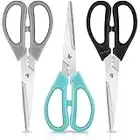 Kitchen Shears Scissors, iBayam 3-Color Stainless Steel Dishwasher Safe Food Scissors for Herbs Chicken Meat Poultry Fish BBQ, 8 Inch Utility Cooking Scissors for Women Men with Small Hands