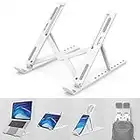 Portable Laptop Stand,10 Levels Height Adjustable Laptop Holder,Lightweight ABS+Silicone Foldable Laptop Riser,Notebook Cooling Stand PC Riser for All Laptops Tablets-White