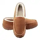 Moccasins for Men House Slippers Indoor Outdoor Plush Mens Bedroom Shoes with Hard Sole Beige 12 M US
