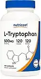 Nutricost L-Tryptophan 500mg, 120 Capsules - with BioPerine, Gluten Free, Non-GMO