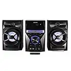 Magnavox MM441 3-Piece CD Shelf System with Digital PLL FM Stereo Radio, Bluetooth Wireless Technology, and Remote Control in Black | Blue Colored Speaker Lights | LED Display | AUX Port Compatible |