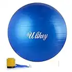 Ulikey Ballon de Gymnastique Balle d’Exercice Balle Fitness, 65cm Maximale jusqu'à 300 kg, Ballon Gym avec Pompe Antidérapant pour Pilates, l'exercice, Yoga (Bleu)