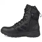 QUNLON Botas Militares Hombre Tacticas Botas Policiales Botas Tácticas Botas Combate Hombre Negro Botas Moto Hombre con Cremallera YKK-46EU