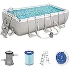 Bestway Power Steel - Piscina rettangolare con telaio in acciaio, con pompa filtrante